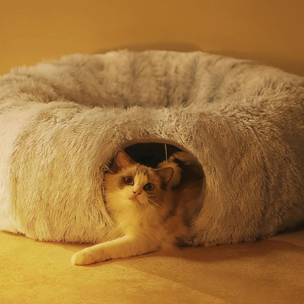 2 in 1 Foldable Indoor Soft Round Cat Tunnel Bed - Image 12