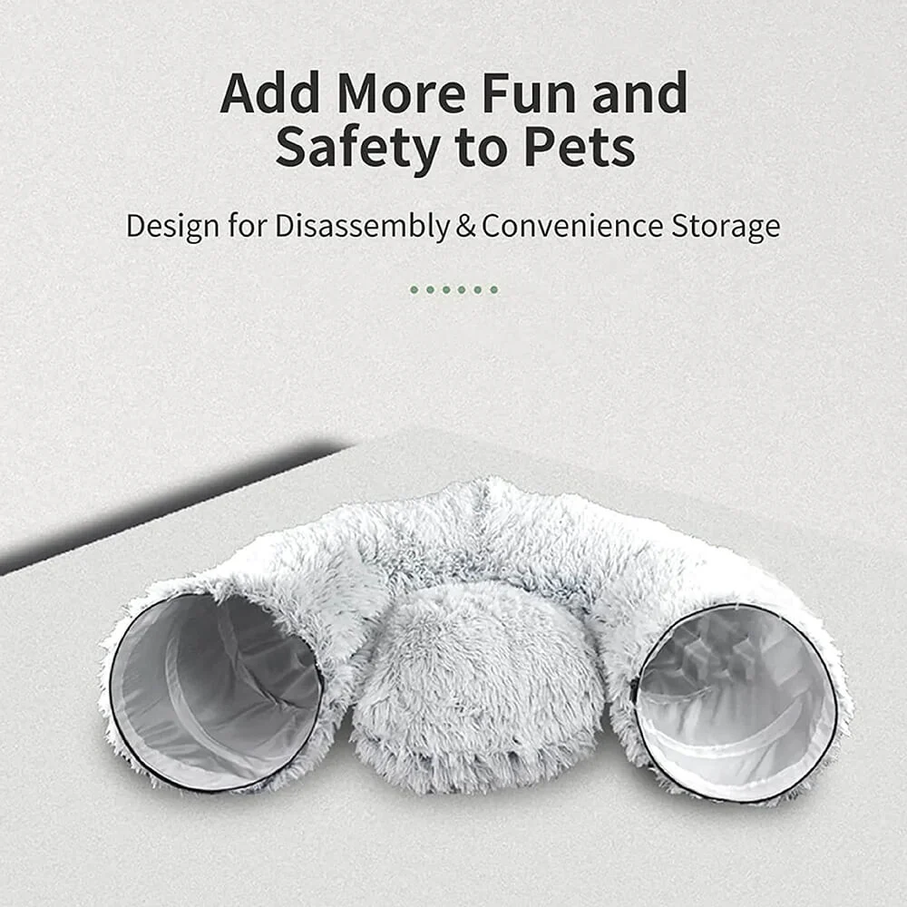 2 in 1 Foldable Indoor Soft Round Cat Tunnel Bed - Image 7