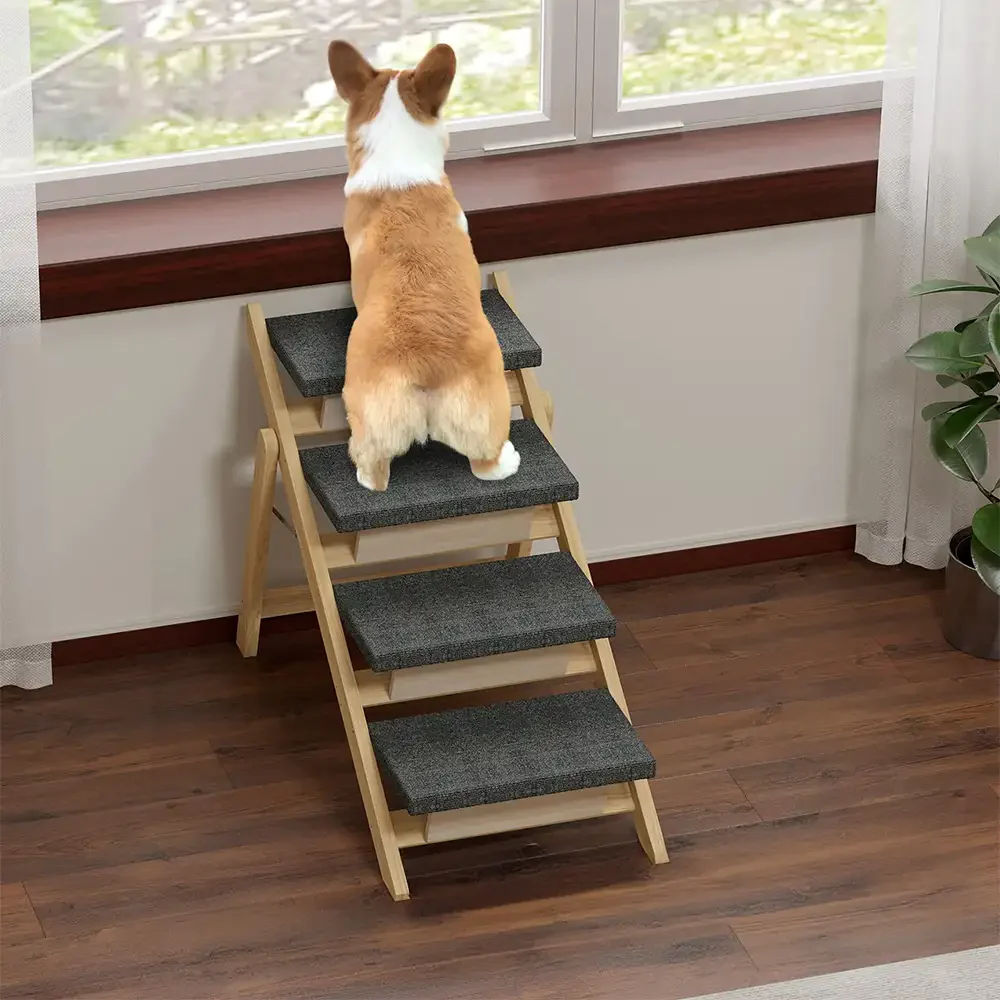2-in-1 Foldable Wooden Dog Stairs & Ramp with Non-Slip Pad - Image 10