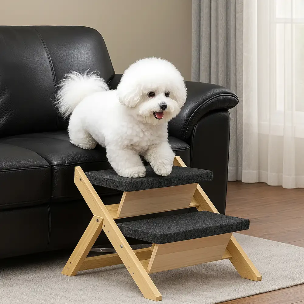 2-in-1 Foldable Wooden Dog Stairs & Ramp with Non-Slip Pad - Image 12