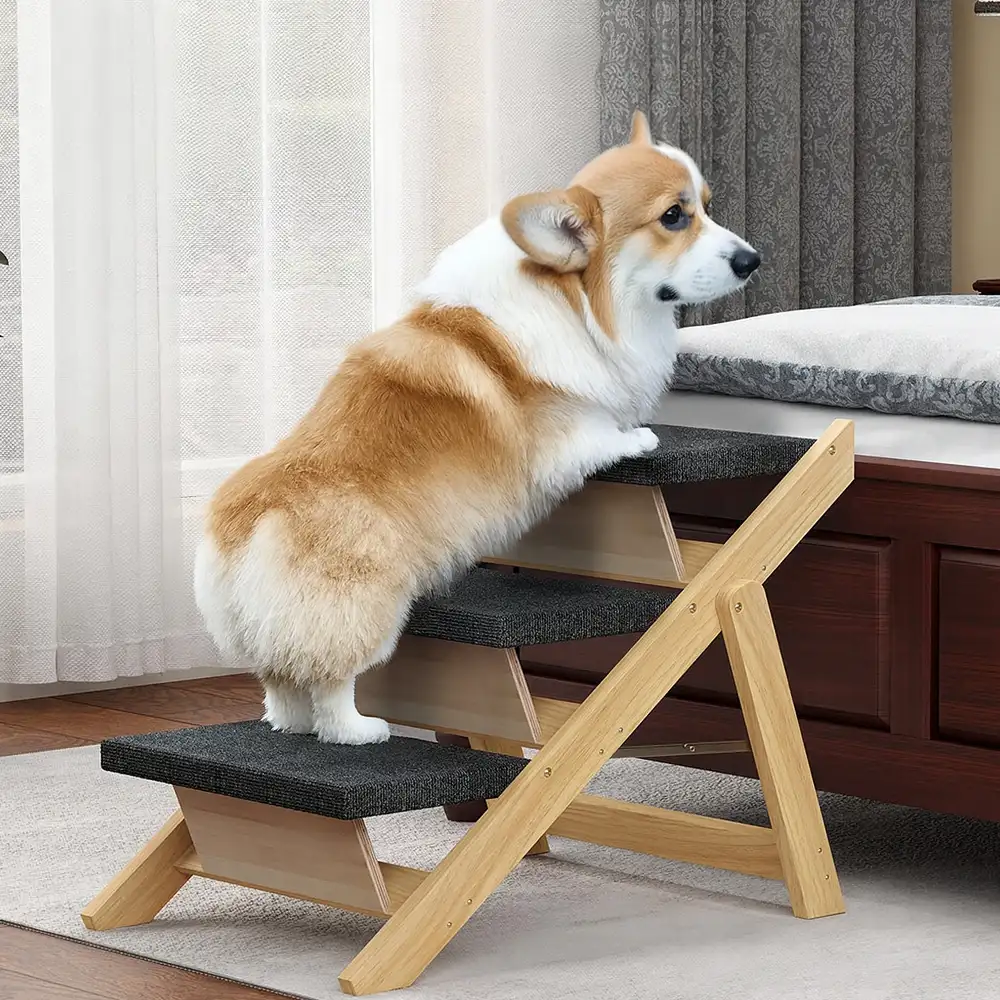 2-in-1 Foldable Wooden Dog Stairs & Ramp with Non-Slip Pad - Image 13