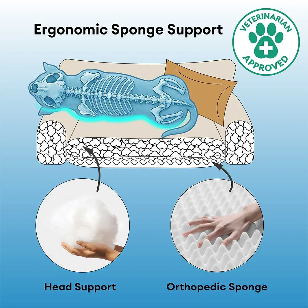 All-Season Chenille Dual-layer Removable Sponge Orthopedic Dog Bed With Pillow - Image 3