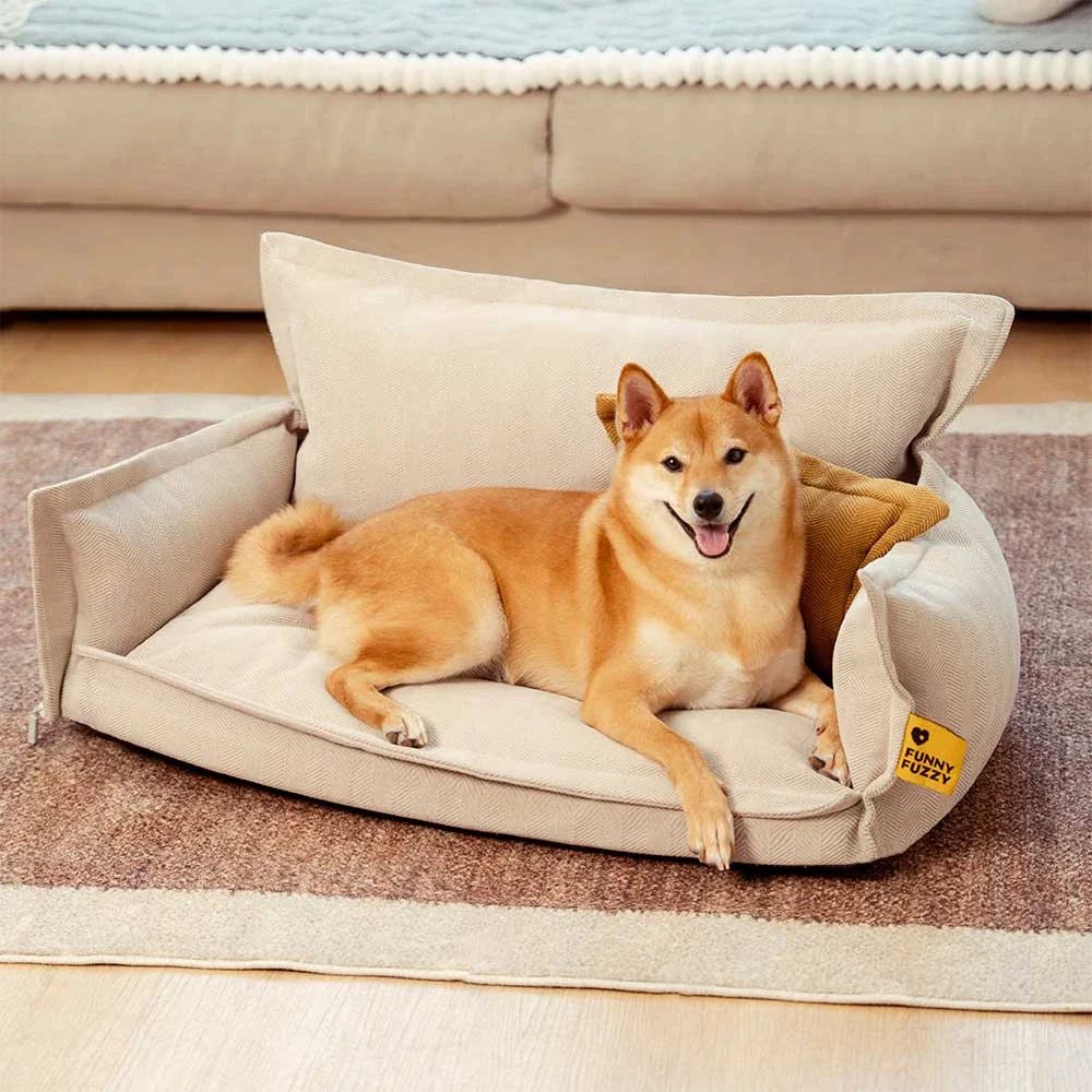 All-Season Chenille Dual-layer Removable Sponge Orthopedic Dog Bed With Pillow - Image 9