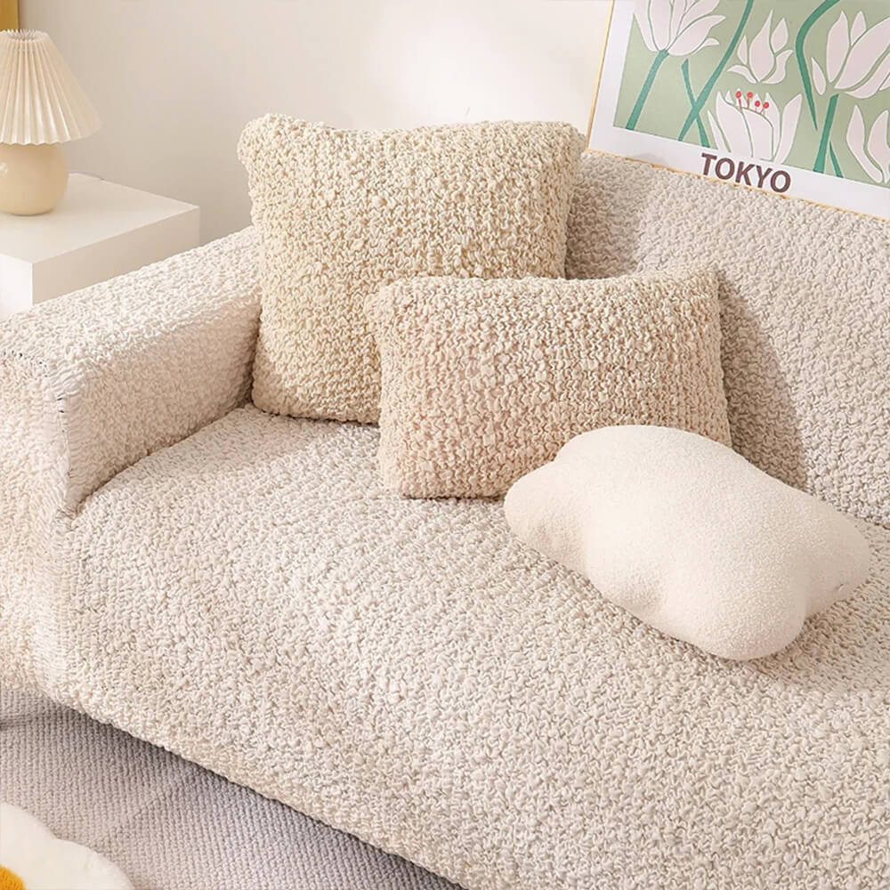 All-Season Cloud Bubble Textured Stretch Full-Cover Couch Cover - Image 4