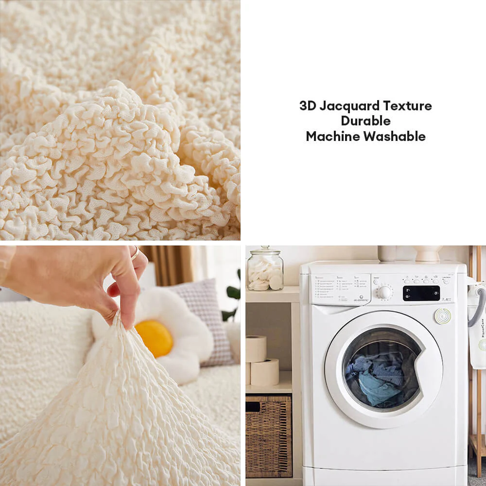 All-Season Cloud Bubble Textured Stretch Full-Cover Couch Cover - Image 5