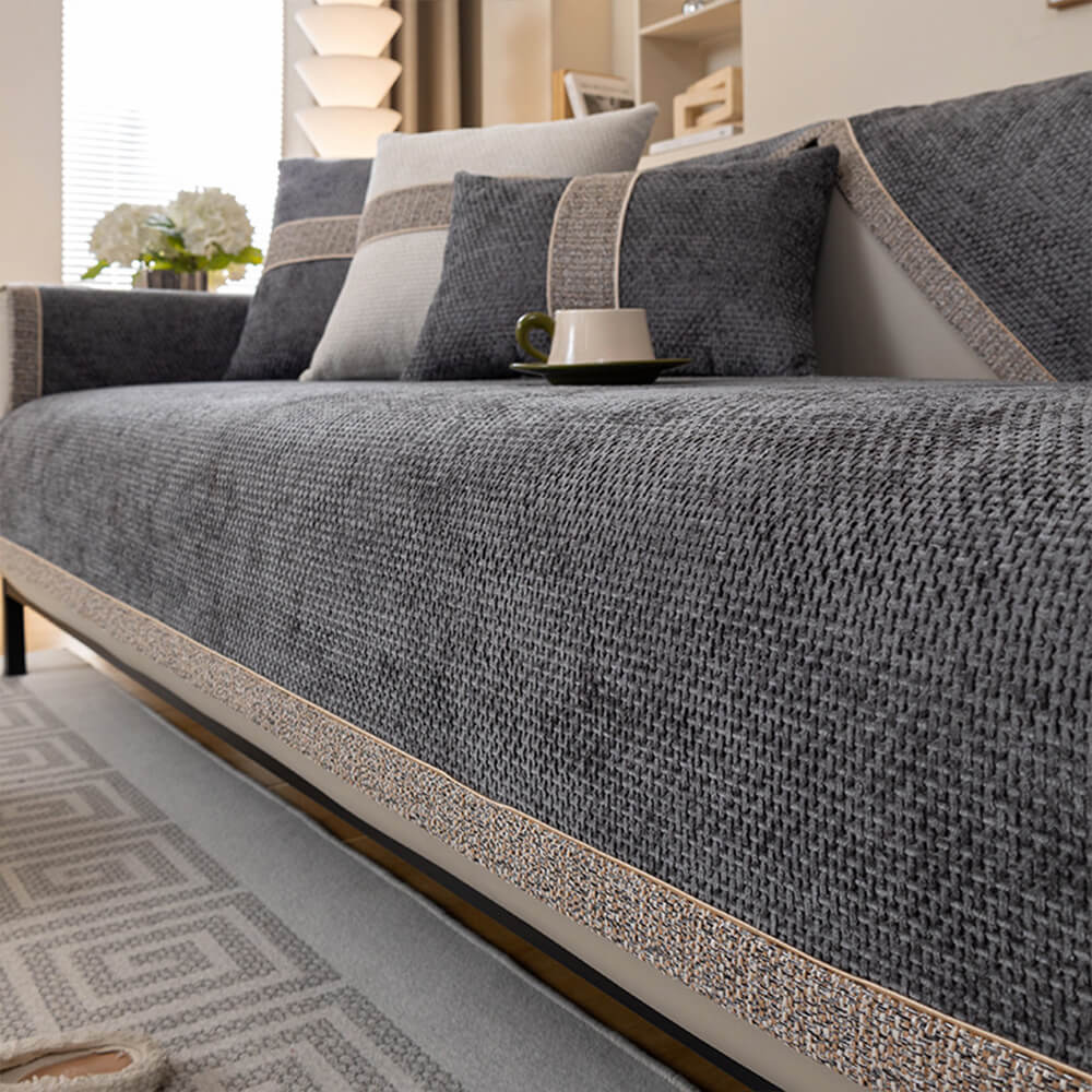 All-Season Modern Tweed Woven Chenille Anti-Slip Couch Cover - Image 12