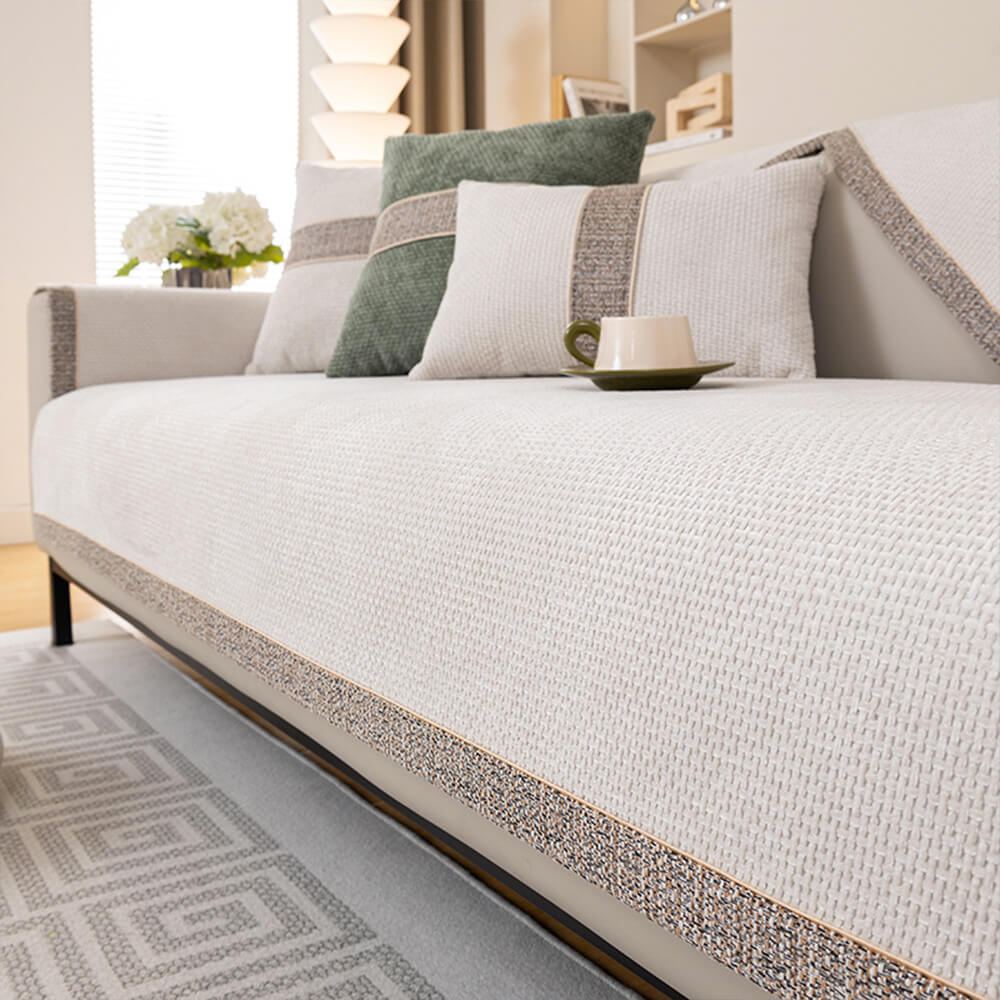 All-Season Modern Tweed Woven Chenille Anti-Slip Couch Cover - Image 9