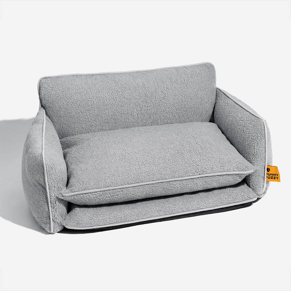 Soft Faux Lambswool Double Layer Dog & Cat Sofa Bed - Image 9