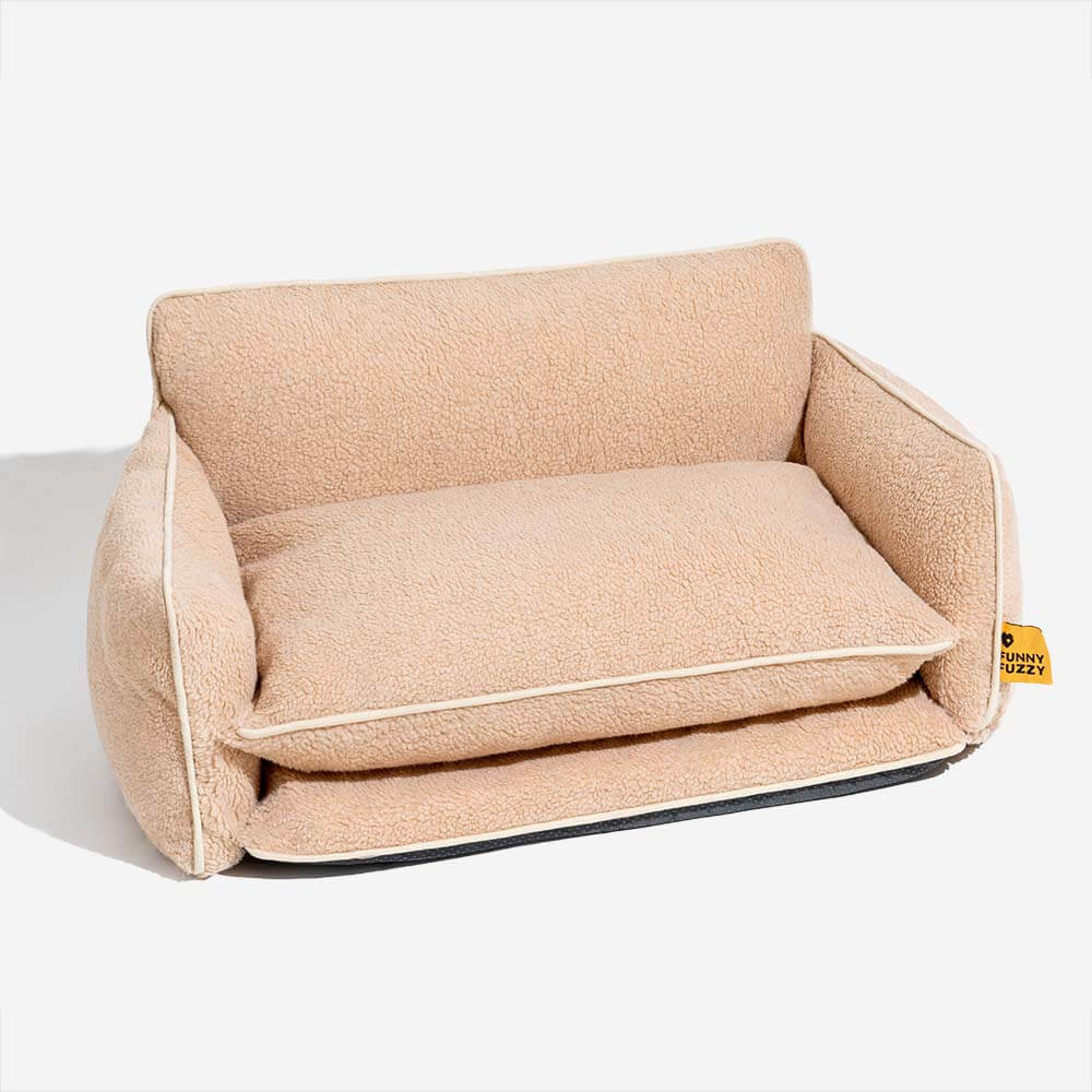 Soft Faux Lambswool Double Layer Dog & Cat Sofa Bed - Image 10