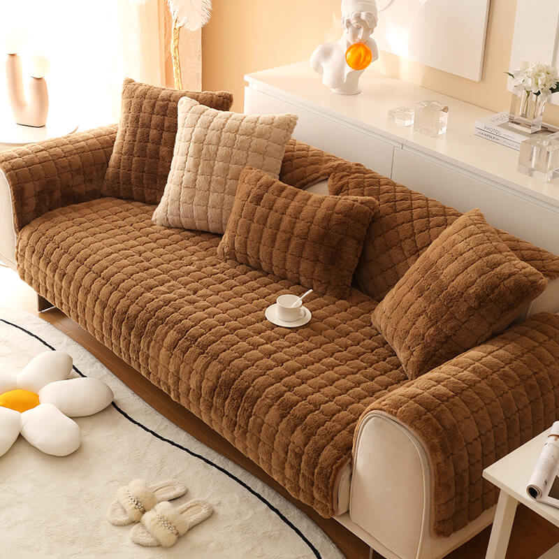 Biscuit Plush Soft Non-Slip Couch Cover - Image 12
