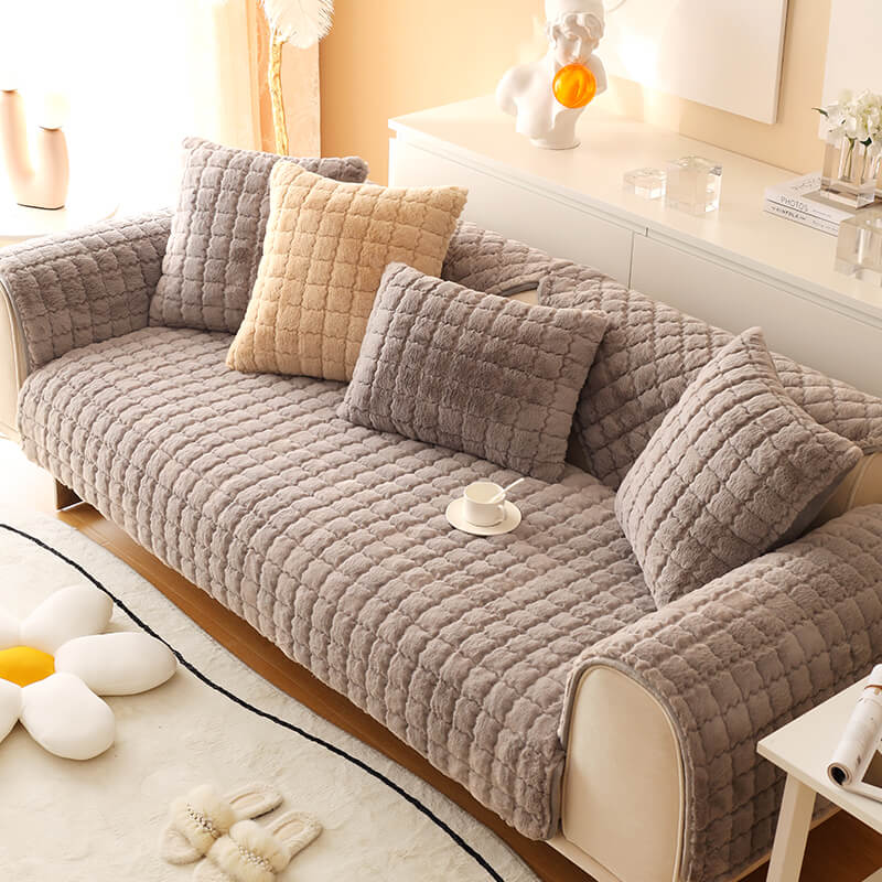 Biscuit Plush Soft Non-Slip Couch Cover - Image 3