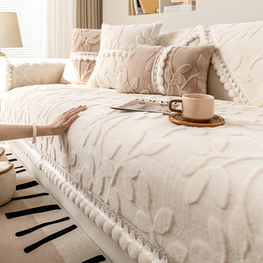 Branch Jacquard Elegant Decorative Plush Non-Slip Couch Cover - Image 10