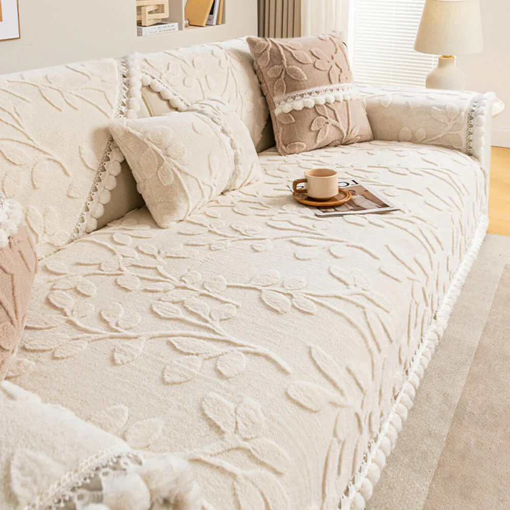 Branch Jacquard Elegant Decorative Plush Non-Slip Couch Cover - Image 11