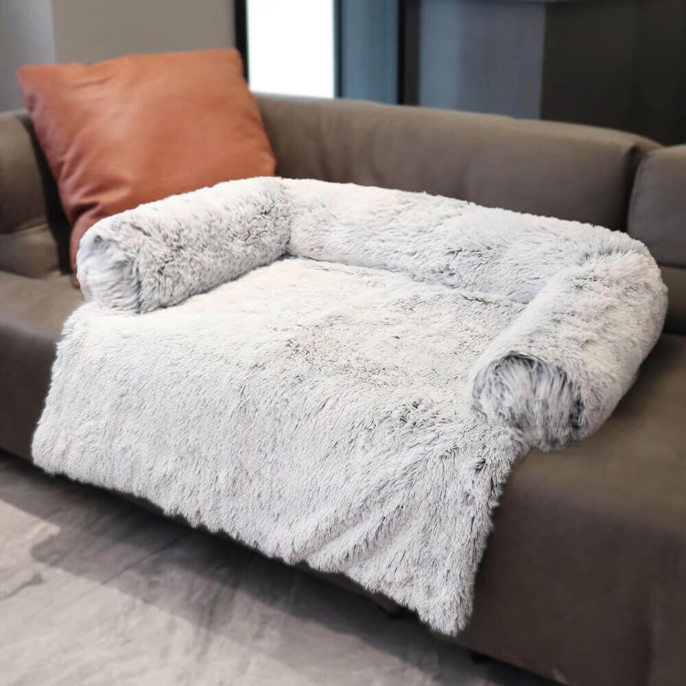 Calming Furniture Protector Dog Bed - Fuzzy Backrest - Image 10