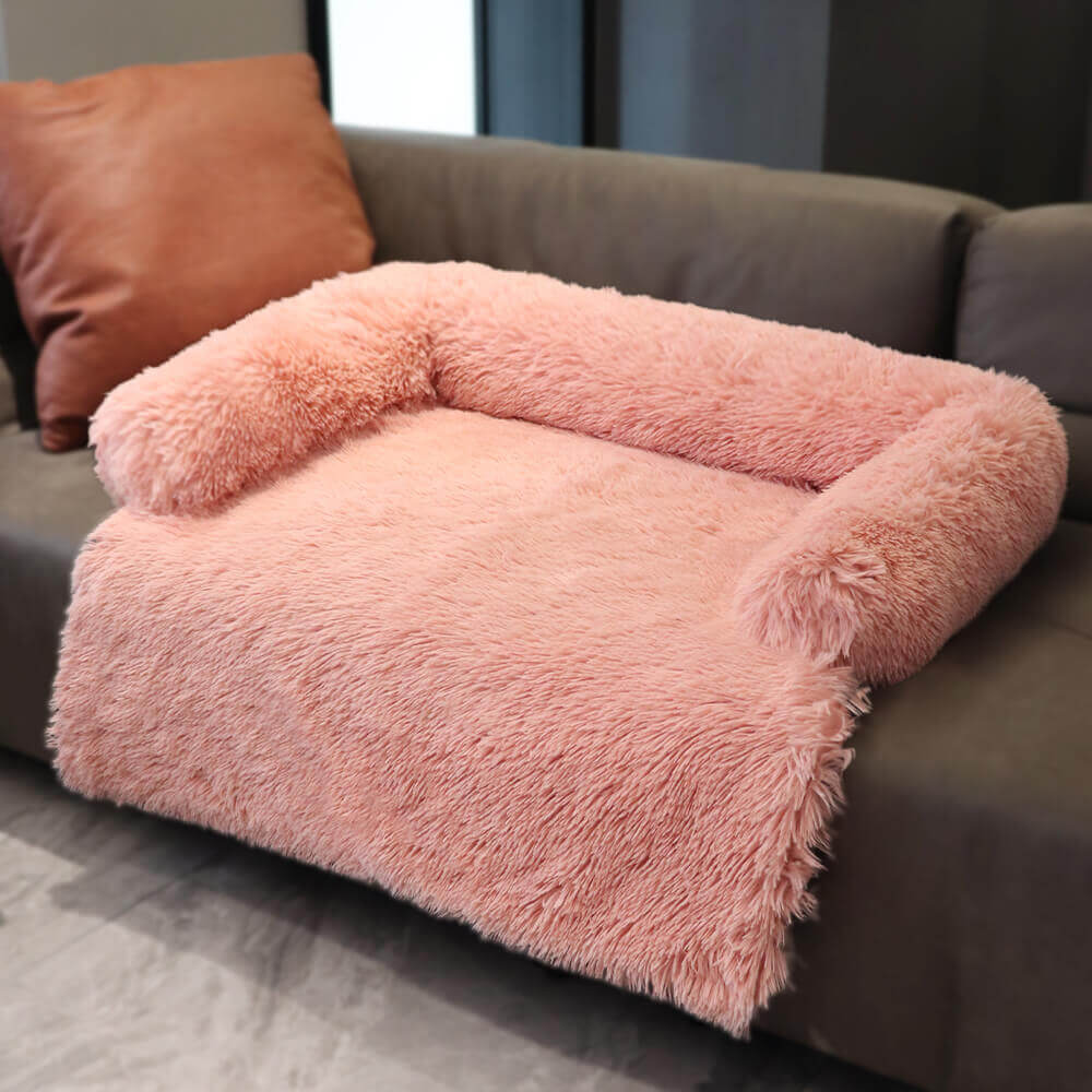 Calming Furniture Protector Dog Bed - Fuzzy Backrest - Image 11