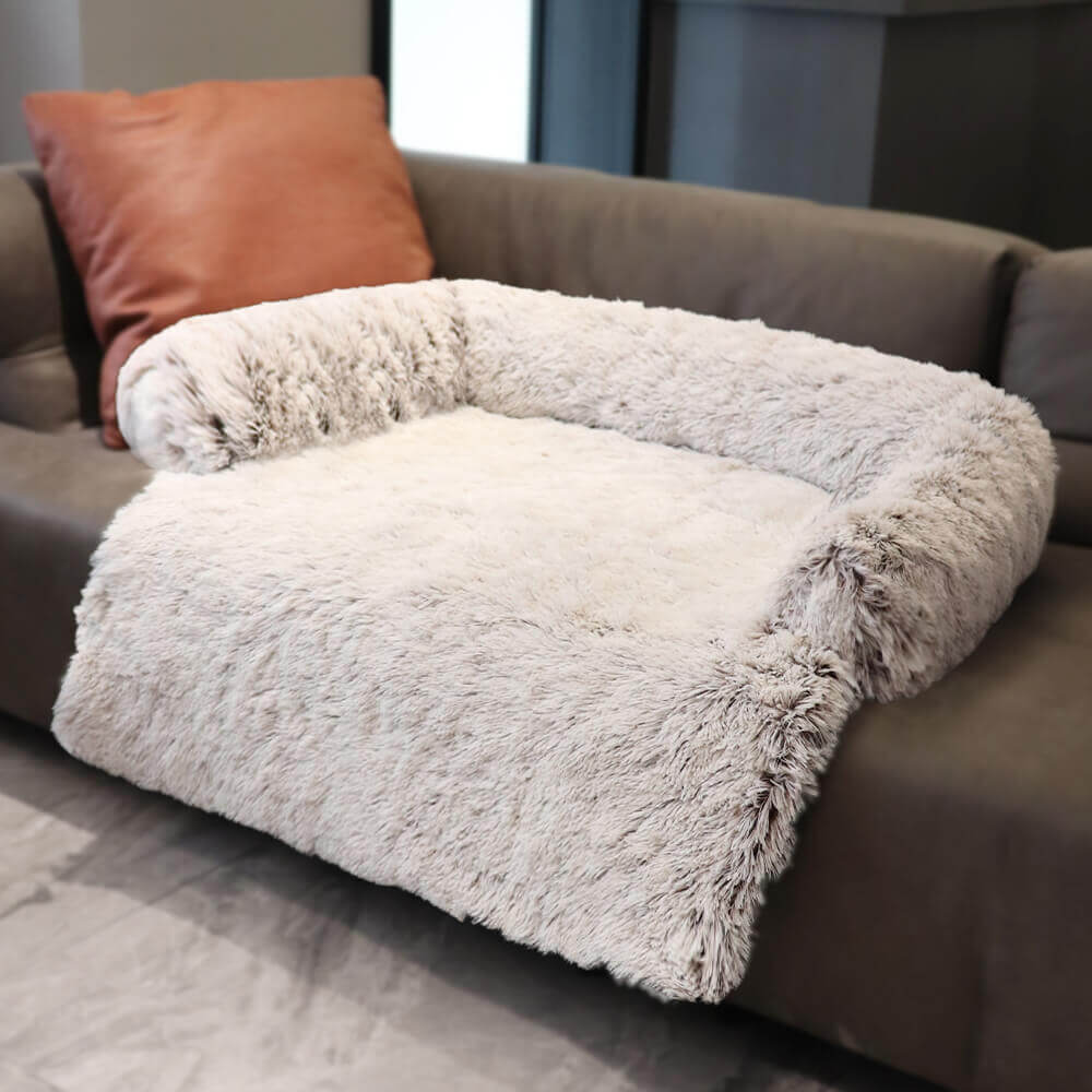Calming Furniture Protector Dog Bed - Fuzzy Backrest - Image 9