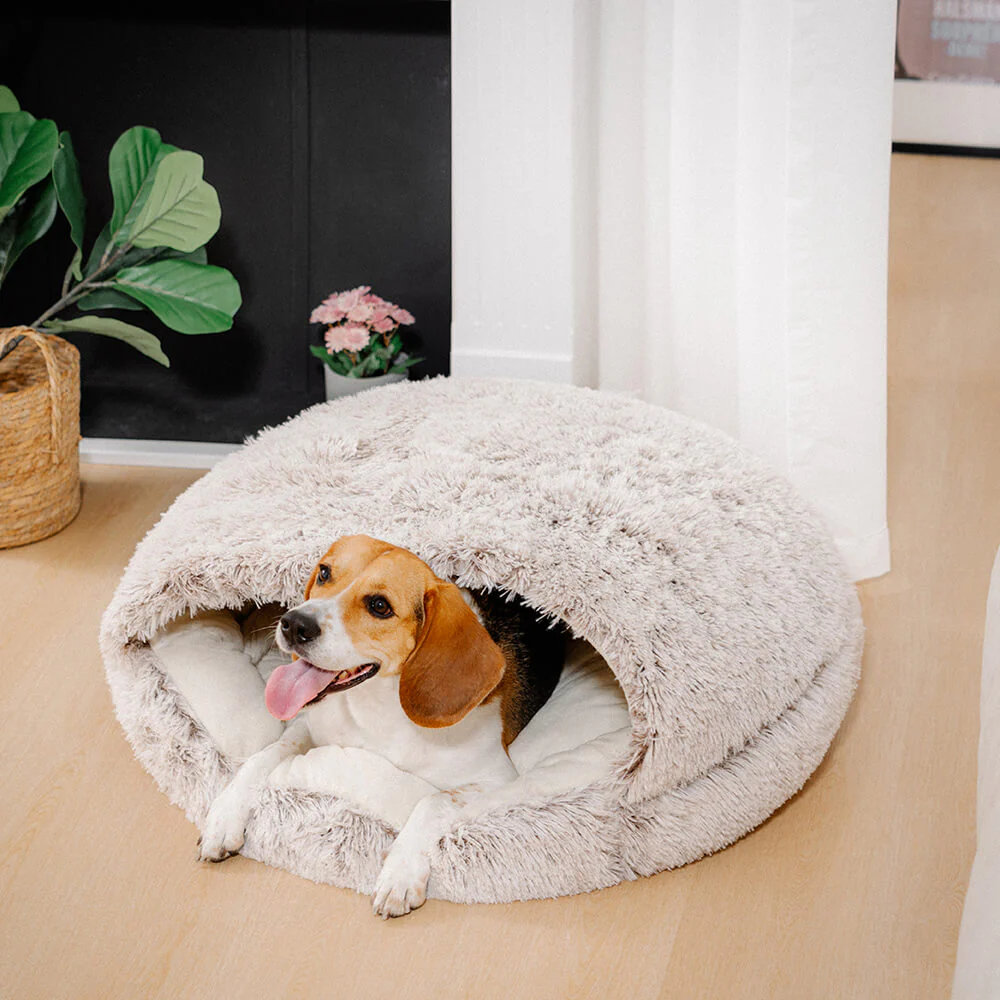 Calming Plush Semi-Enclosed Pet Nest Pita Bed For Dogs - Image 5