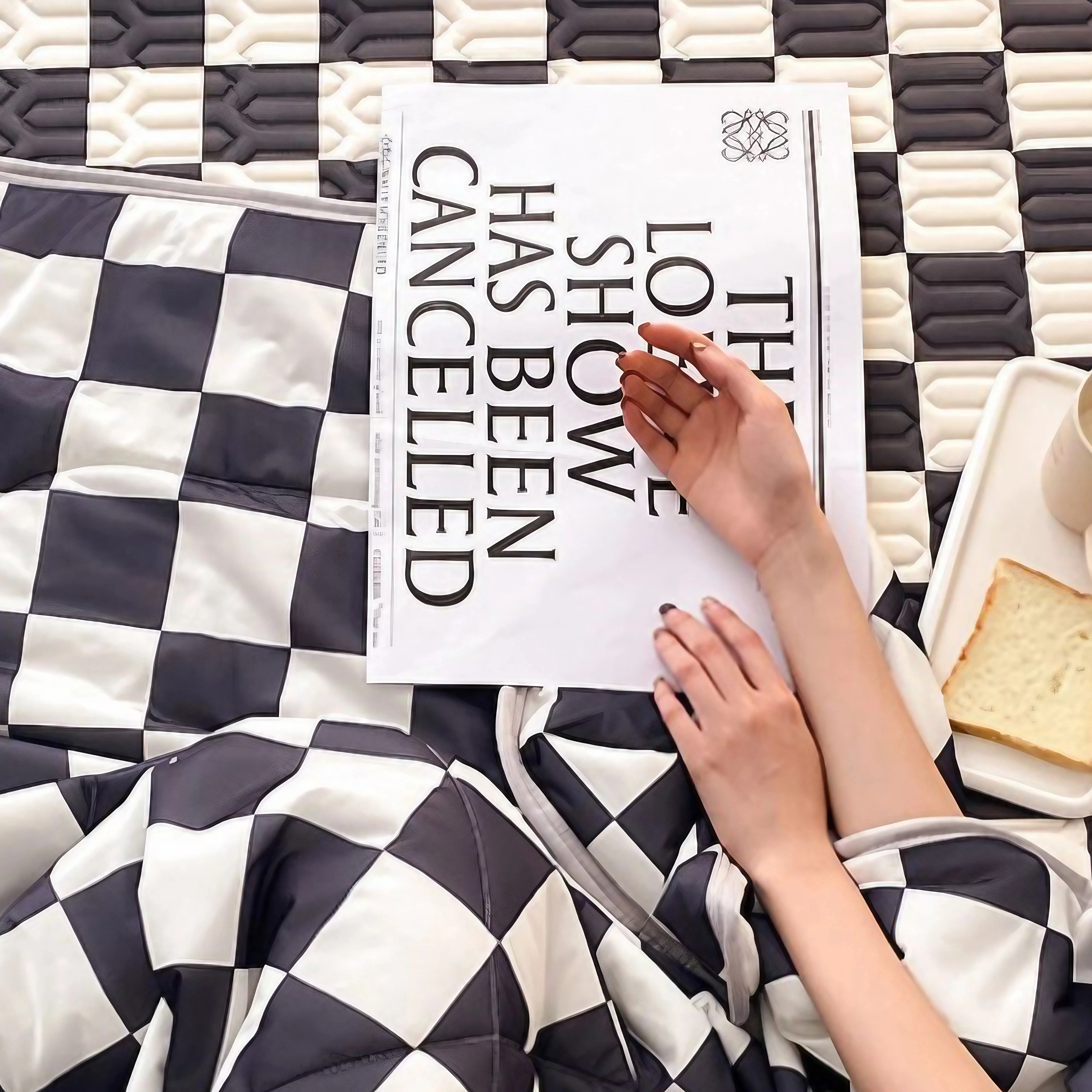 Checkerboard Latex Ice Silk Bedding Fitted Sheet Mattress Cover - Image 7