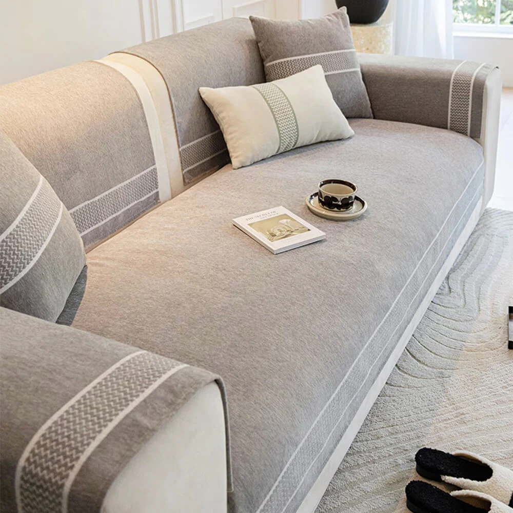 Chenille Jacquard Wide Edge Design Scratch-Resistant Couch Cover - Image 11