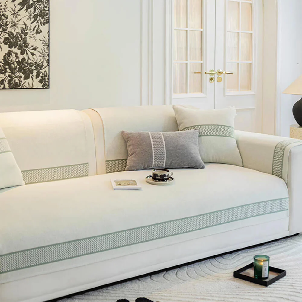 Chenille Jacquard Wide Edge Design Scratch-Resistant Couch Cover - Image 12