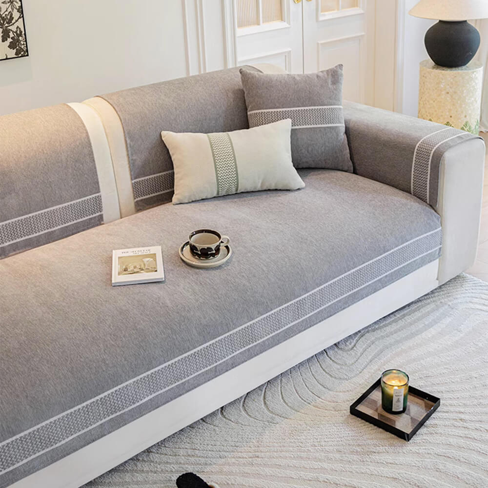 Chenille Jacquard Wide Edge Design Scratch-Resistant Couch Cover - Image 13