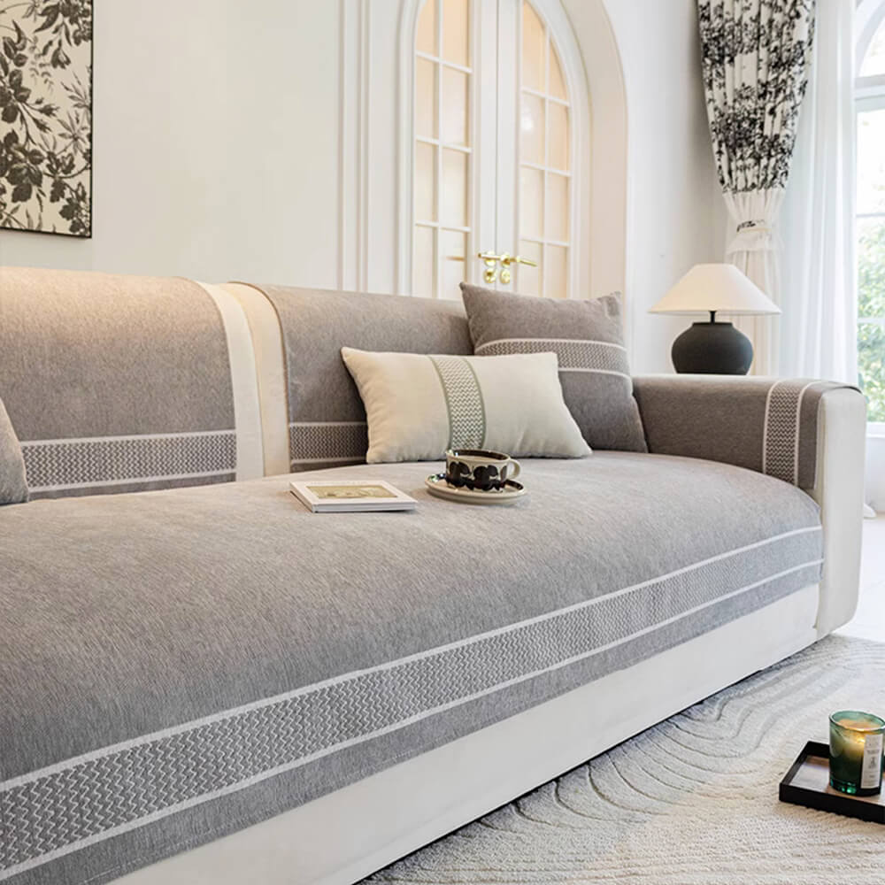 Chenille Jacquard Wide Edge Design Scratch-Resistant Couch Cover - Image 14