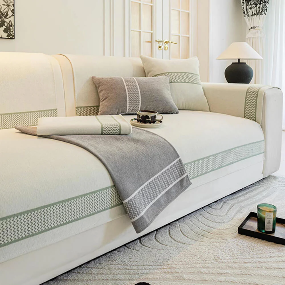 Chenille Jacquard Wide Edge Design Scratch-Resistant Couch Cover - Image 3