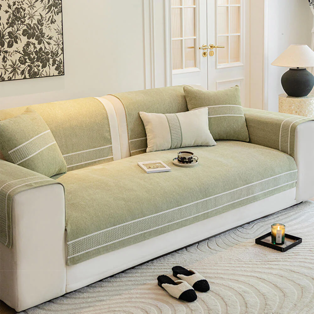 Chenille Jacquard Wide Edge Design Scratch-Resistant Couch Cover - Image 5