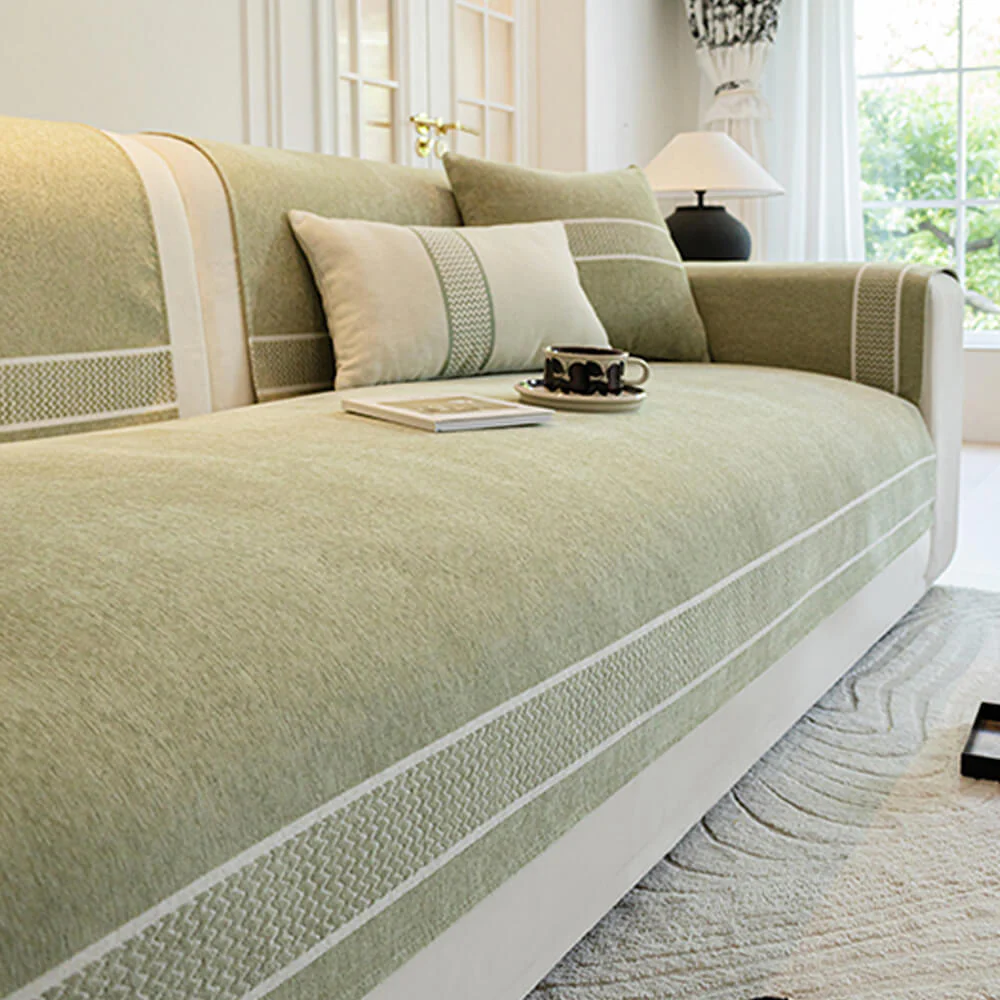 Chenille Jacquard Wide Edge Design Scratch-Resistant Couch Cover - Image 6