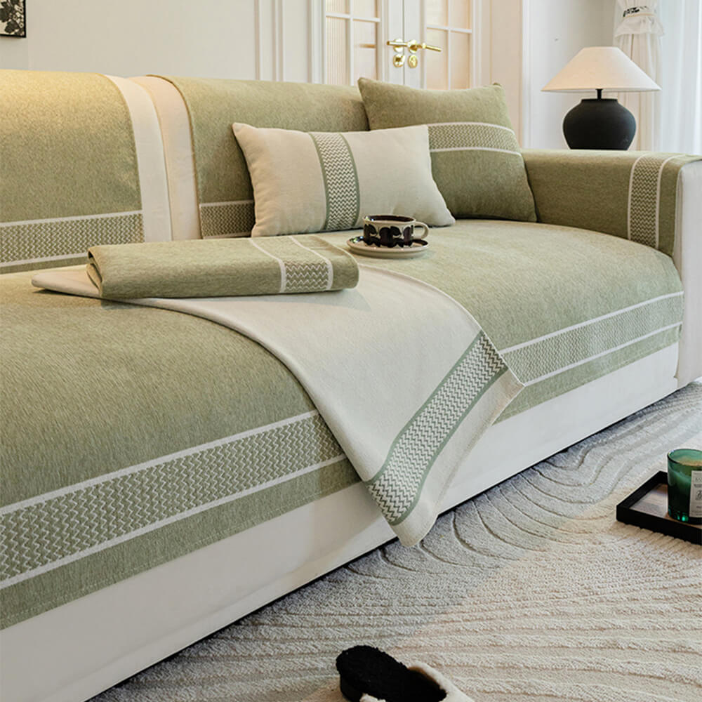 Chenille Jacquard Wide Edge Design Scratch-Resistant Couch Cover - Image 7