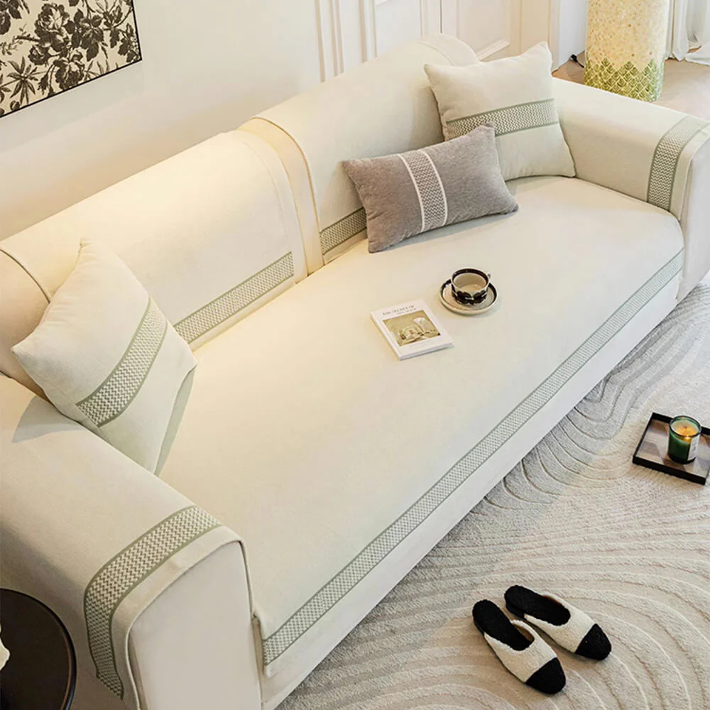 Chenille Jacquard Wide Edge Design Scratch-Resistant Couch Cover - Image 8