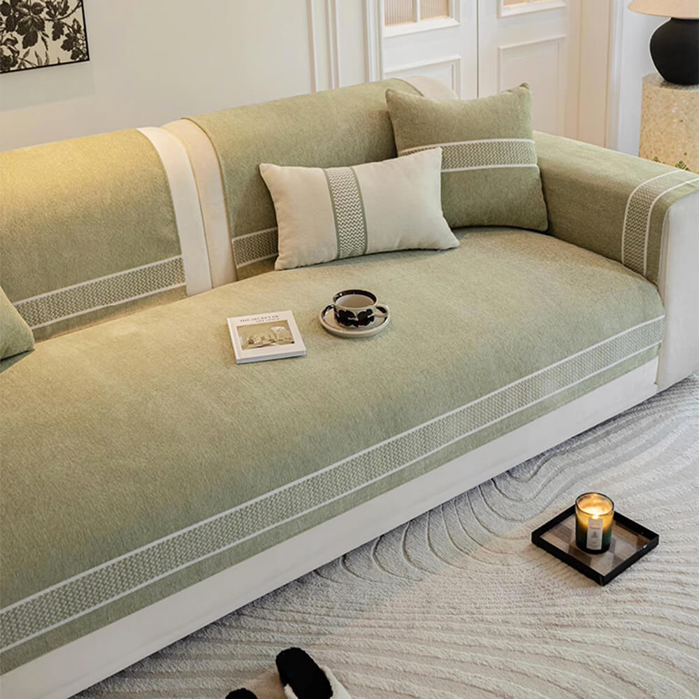 Chenille Jacquard Wide Edge Design Scratch-Resistant Couch Cover - Image 9