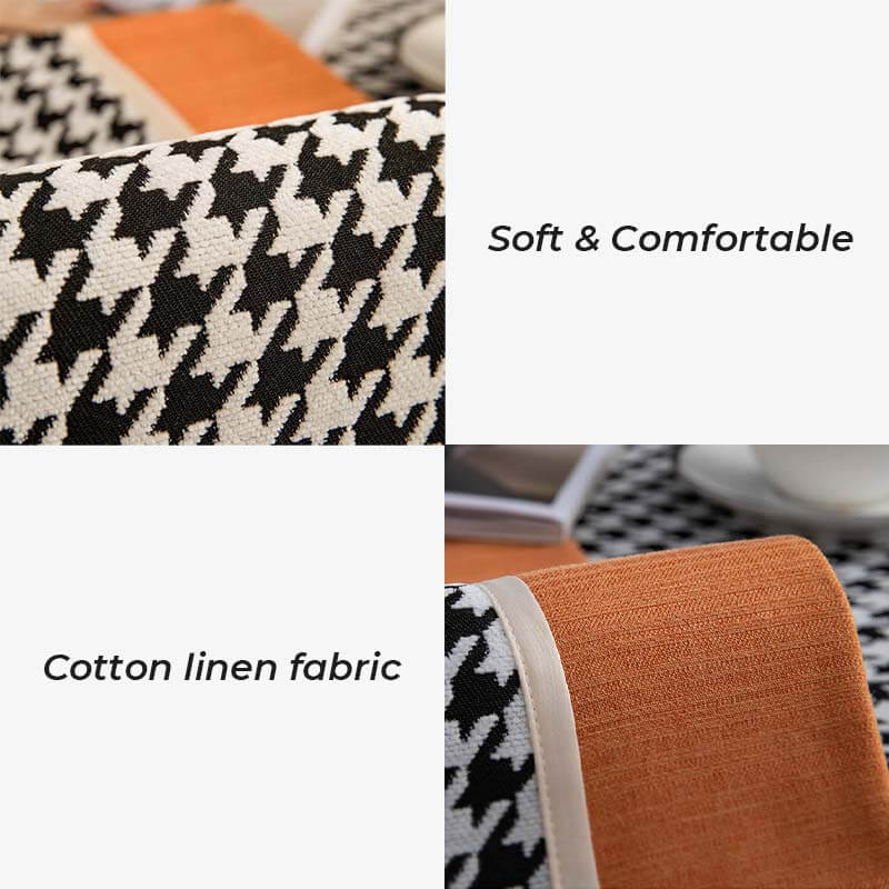 Classic Houndstooth Print Chenille Non-slip Couch Cover - Image 4