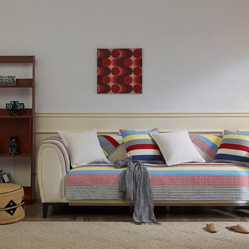 Colorful Striped Quilted Sofa Chic Protector Comfort Couch Cover - Image 3