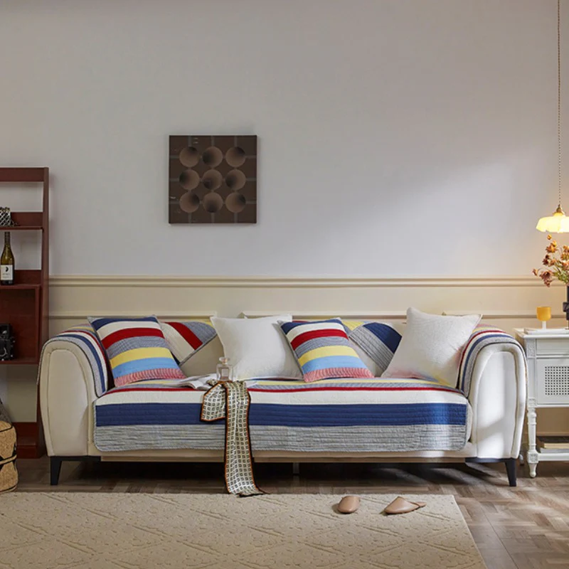 Colorful Striped Quilted Sofa Chic Protector Comfort Couch Cover - Image 8