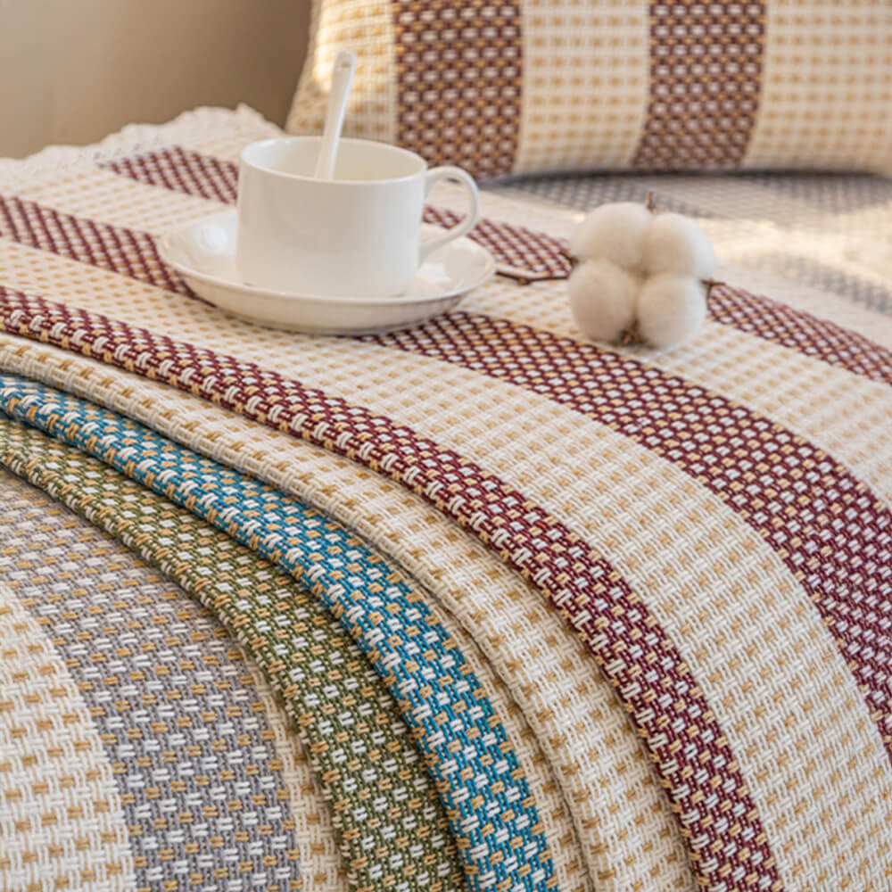 Cotton Linen Stripe Anti-scratch Furniture Protector Couch Cover - Image 9