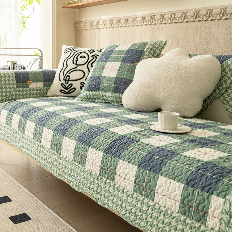 Cotton Plaid Anti-scratch Couch Cover - Image 3