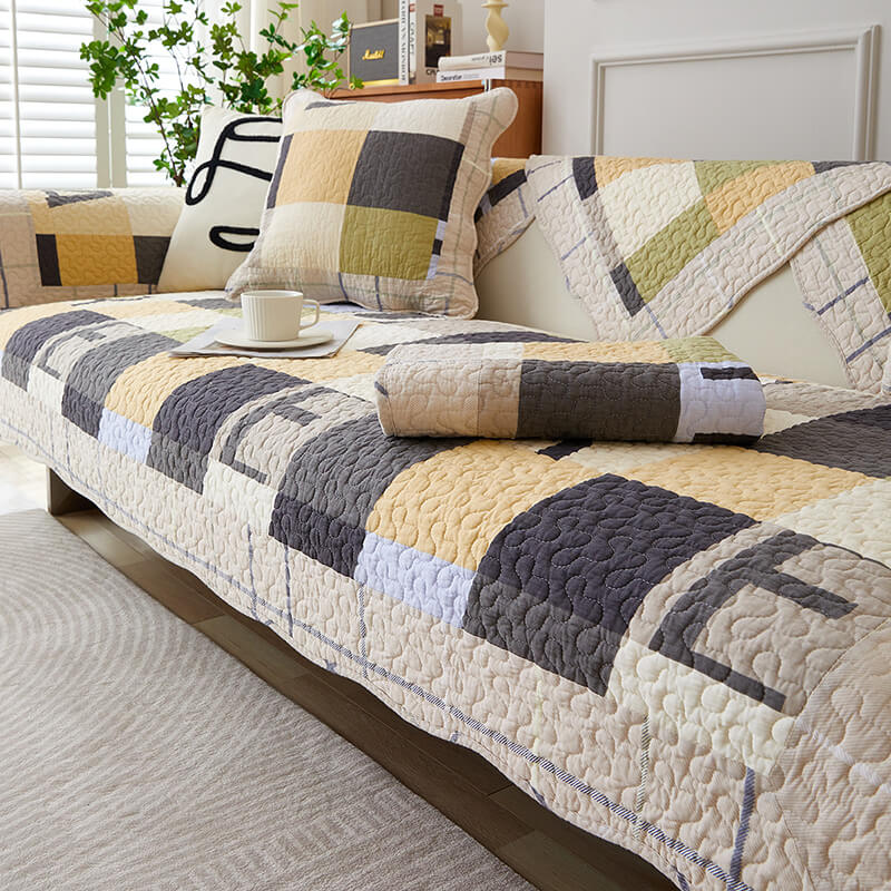 Cotton Plaid Anti-scratch Couch Cover - Image 8