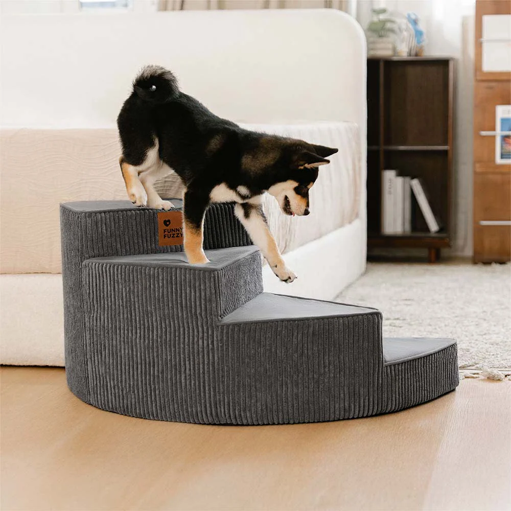 Cozy Corduroy Joint-Friendly Removable Spiral Pet Stairs - CreamyStep - Image 7