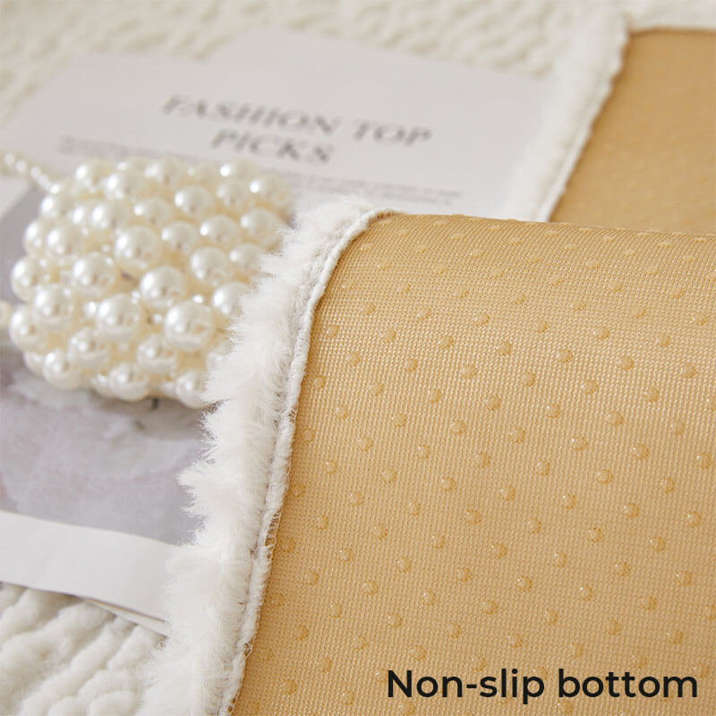 Cream Colour Berber Fleece Anti-Scratch Couch Cover - Image 5