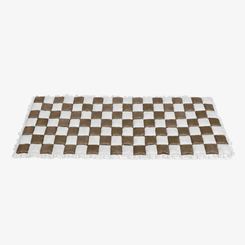 Cream-colored Large Plaid Square Fuzzy Pet Dog Mat Bed Couch Cover - Image 26