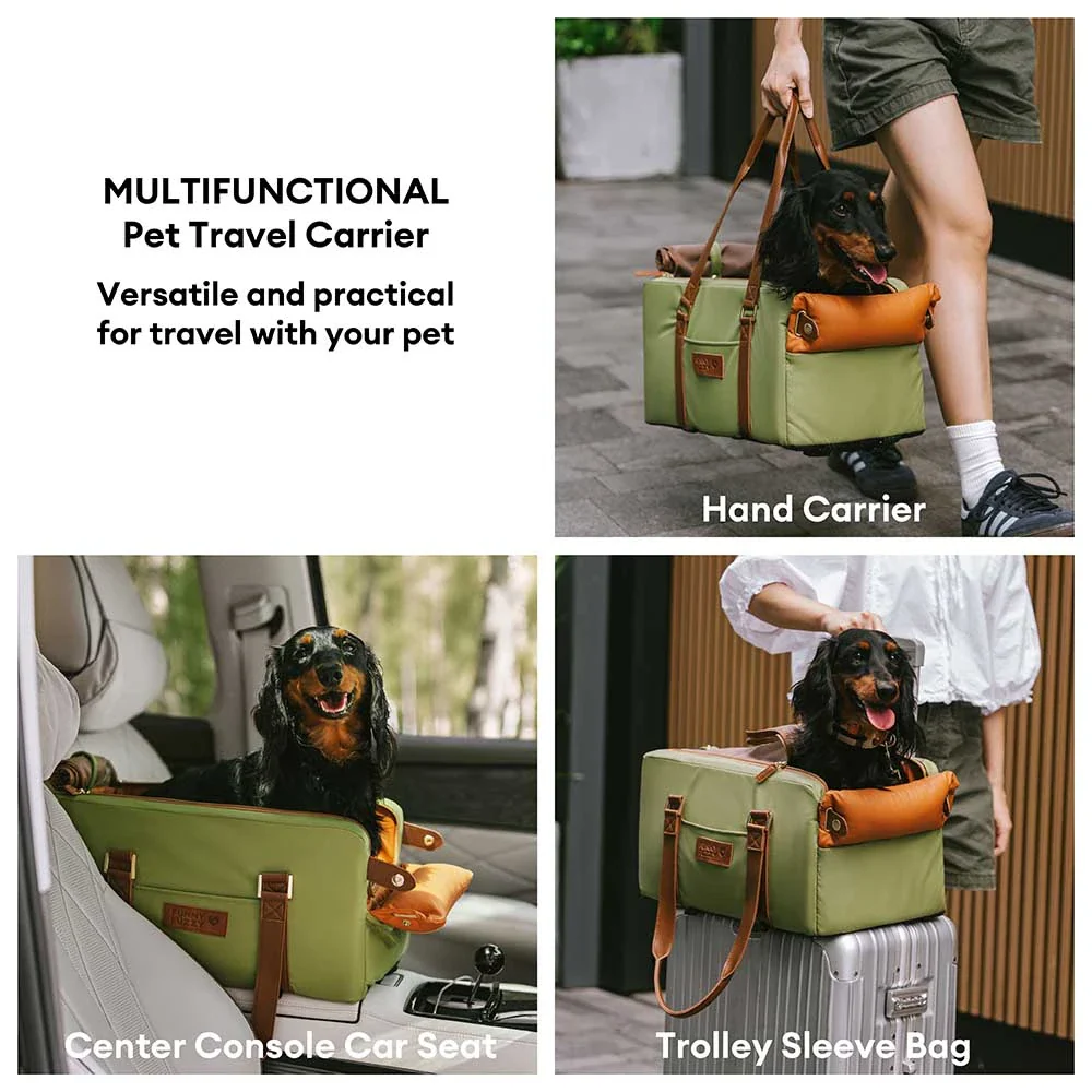 Deluxe Faux Leather Safety Center Console Pet Car Seat and Carrier - Urban Voyager - Image 5