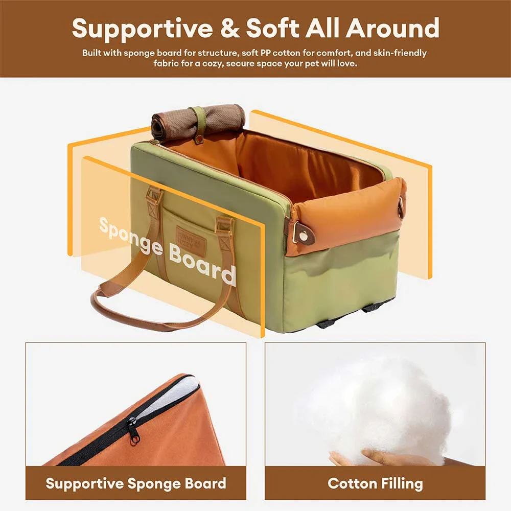 Deluxe Faux Leather Safety Center Console Pet Car Seat and Carrier - Urban Voyager - Image 8