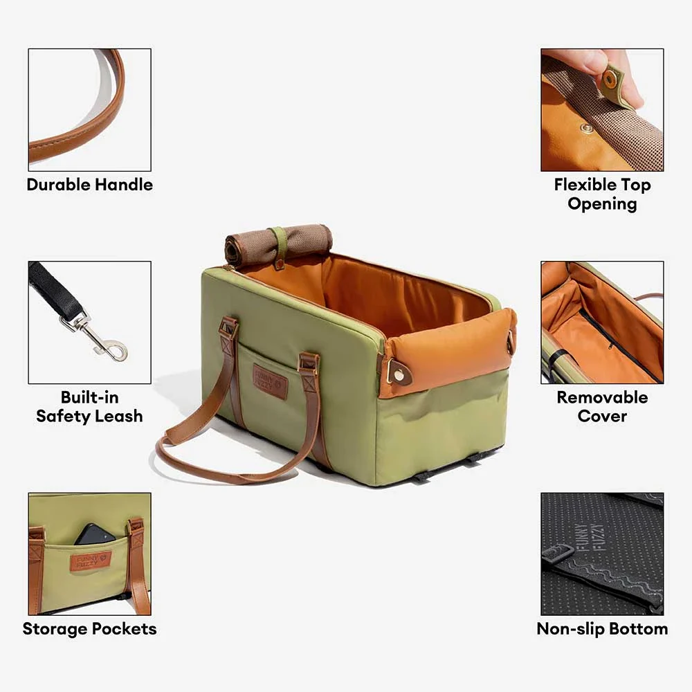 Deluxe Faux Leather Safety Center Console Pet Car Seat and Carrier - Urban Voyager - Image 9