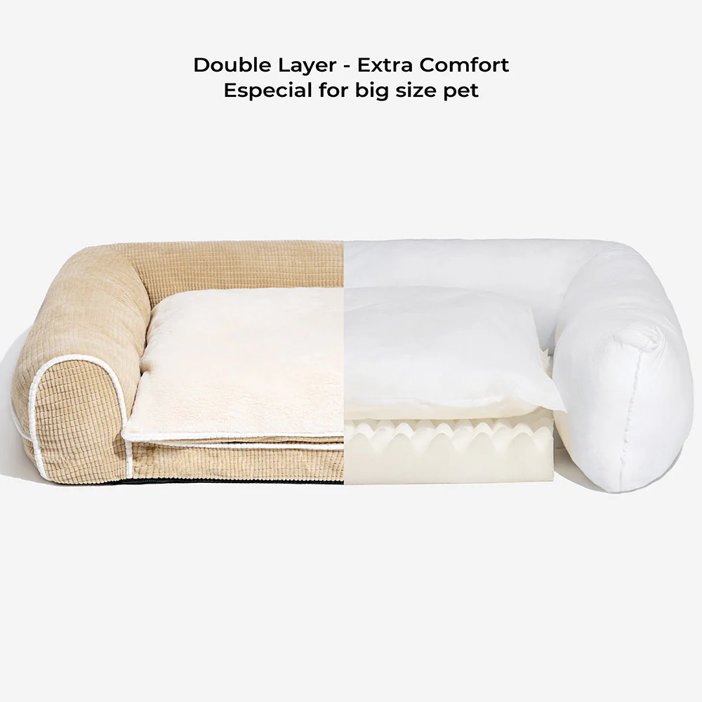 Deluxe Flannel Double-Layer Orthopedic Dog Sofa Bed - Image 5