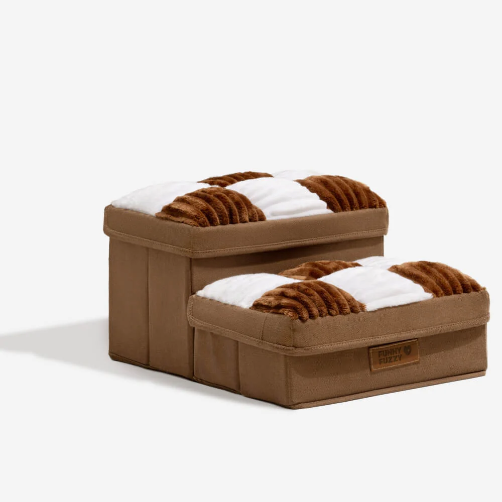 Detachable Chessboard Plaid Handcrafted Dog Stairs with Storage - Foldable Steps - Image 12