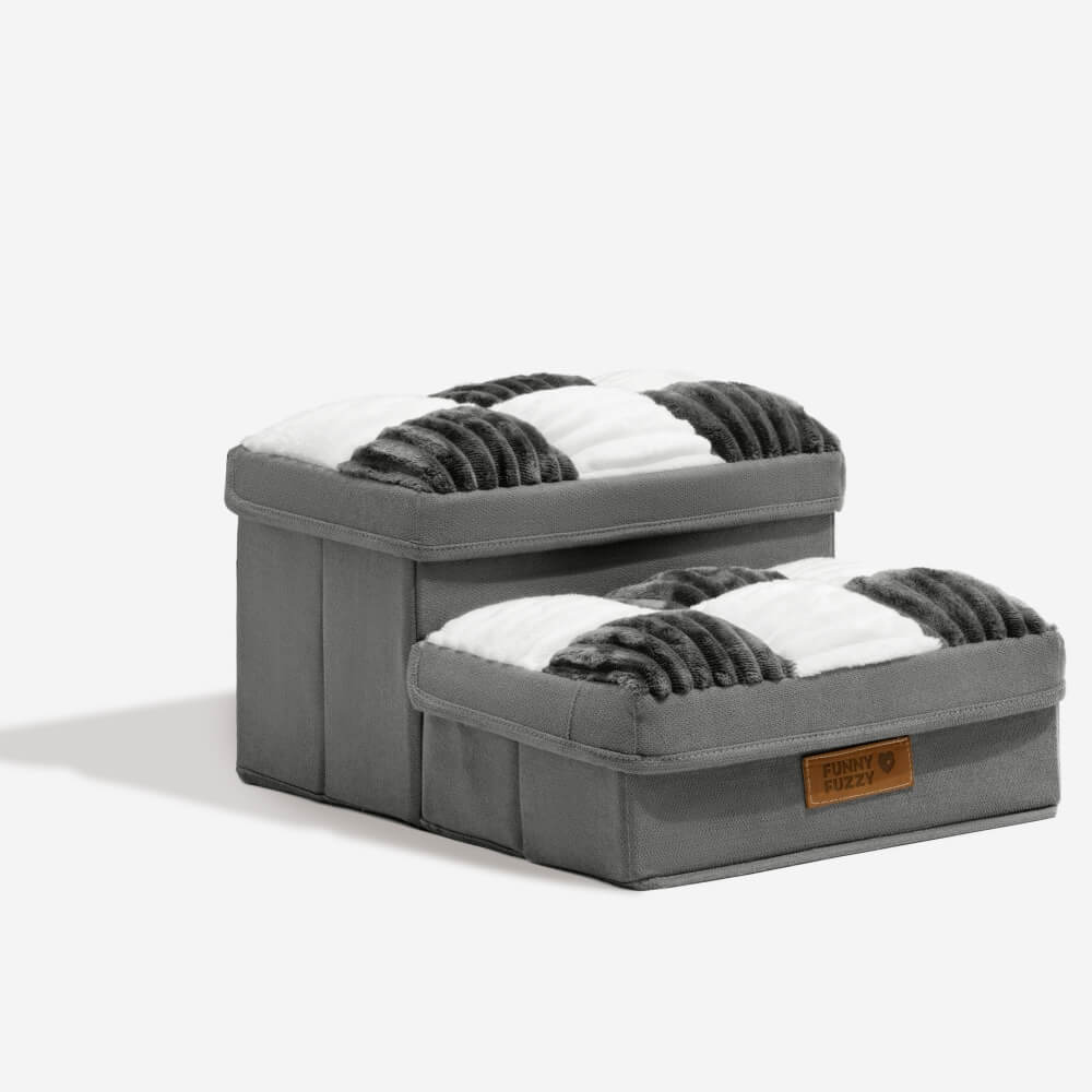 Detachable Chessboard Plaid Handcrafted Dog Stairs with Storage - Foldable Steps - Image 14