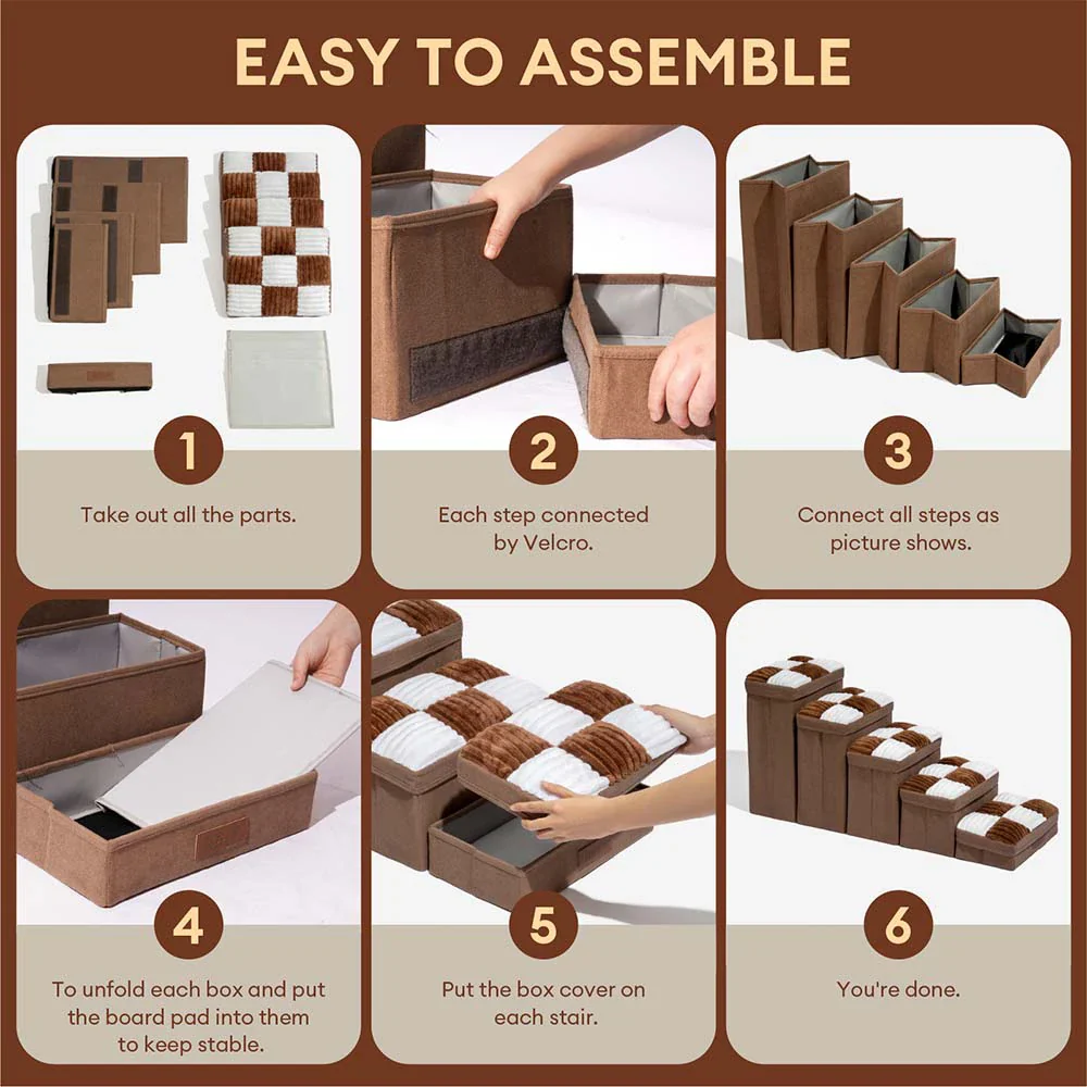 Detachable Chessboard Plaid Handcrafted Dog Stairs with Storage - Foldable Steps - Image 6