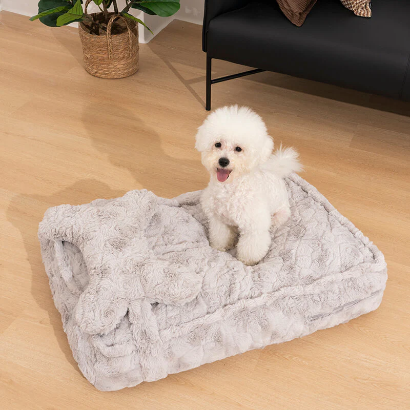 Warming Fluffy Bone Cloud Shape Calming Dog Bed - Image 11