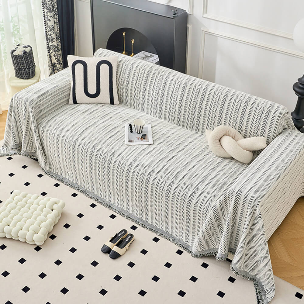 Elegant Herringbone Chenille Textured Throw Couch Cover - Image 10